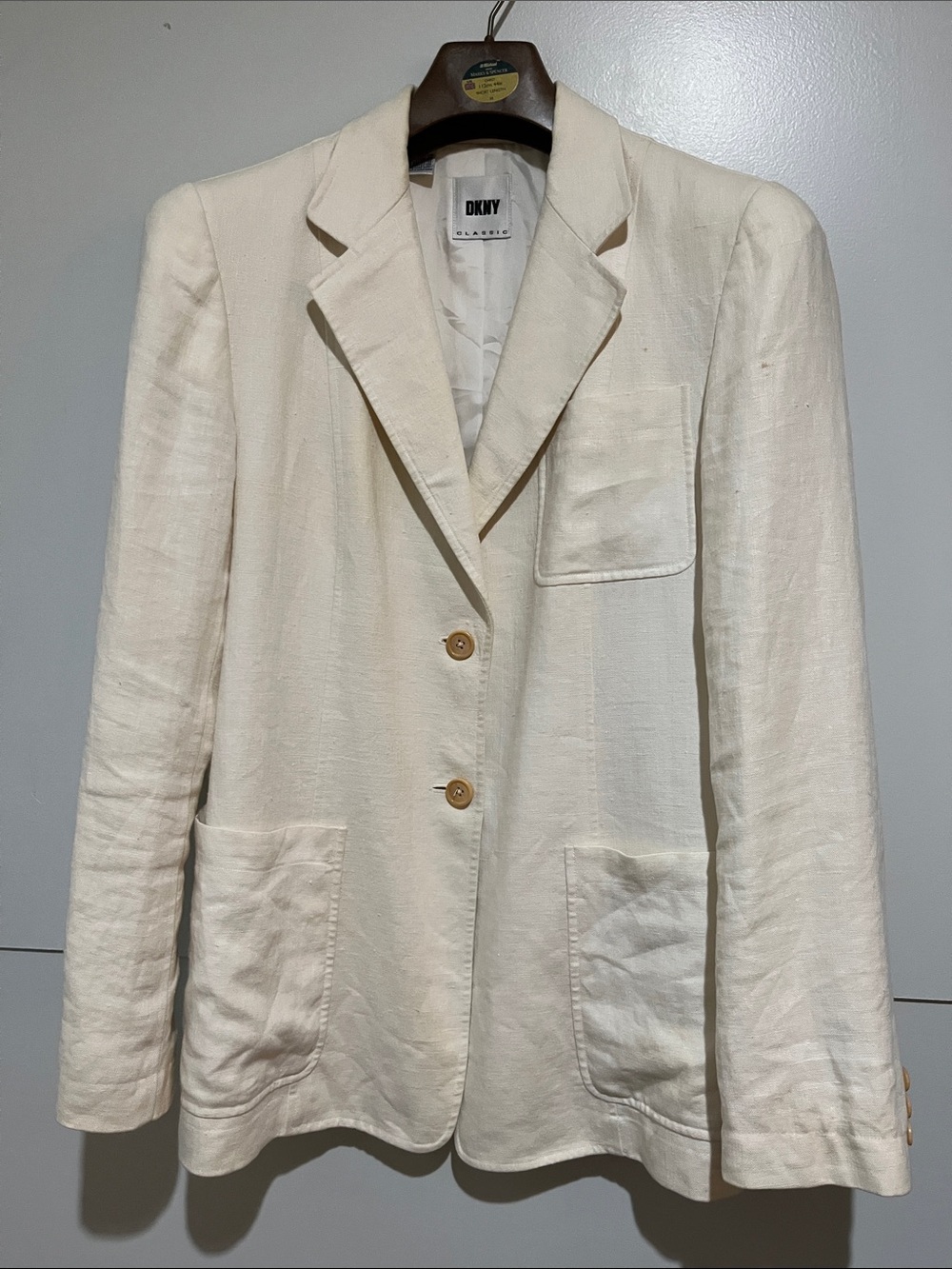 Vintage DKNY Classic Cream 100% Linen Women’s  Blazer size 10